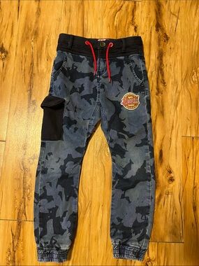 Desigual Blue Camouflage Kids Joggers with Red Drawstring